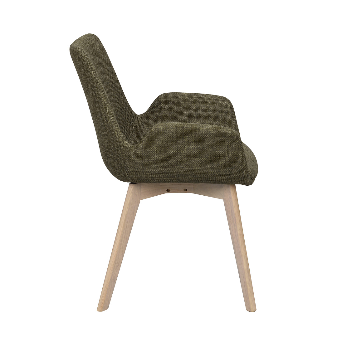 2-jų kėdžių komplektas Drimsdale, balkšvos ąžuolo medienos kojos, audinys (žalia / balkšva)