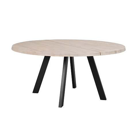 Apvalus valgomojo stalas Fred, 160 cm (balkšvas ąžuolas / juoda)
