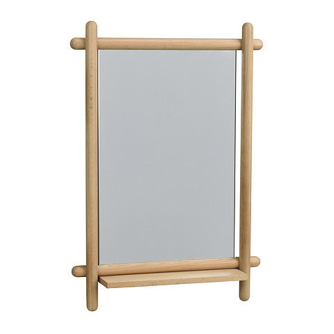 Veidrodis Mirror su lentynėle, 52x74 cm (juodos spalvos ąžuolo)
