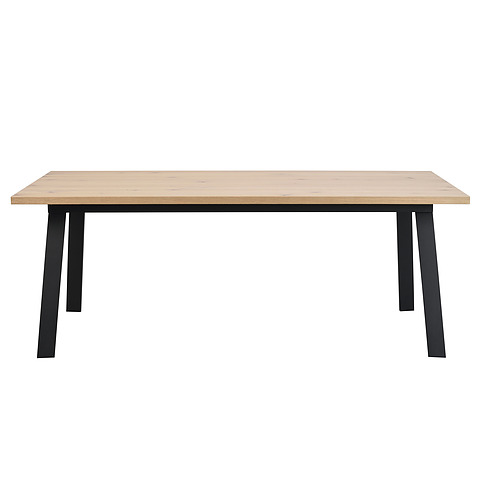 Valgomojo stalas Winnipeg, 200x100 cm (balkšvas ąžuolas / juoda)