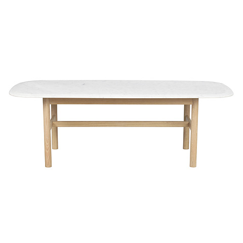 Kavos staliukas Hammond, 135x62 cm, ąžuolo mediena, marmuras (balkšva / balta)