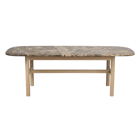 Kavos staliukas Hammond, 135x62 cm, ąžuolo mediena, marmuras (balkšva / ruda)