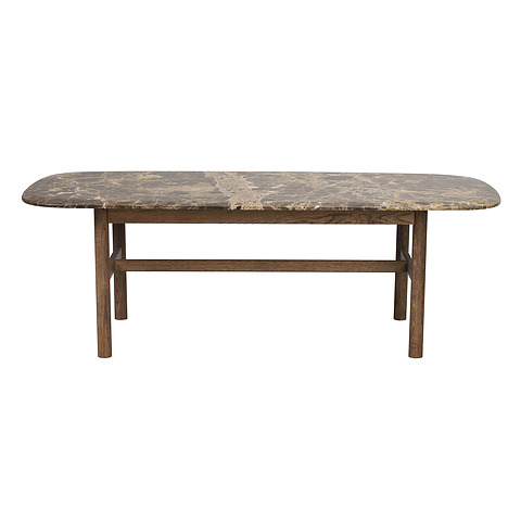 Kavos staliukas Hammond, 135x62 cm, ąžuolo mediena, marmuras (ruda)