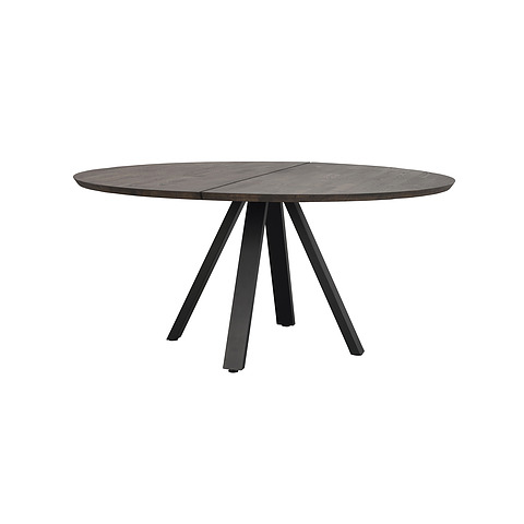 Valgomojo stalas Carradale, 150 cm skersm., V formos koja, ąžuolo mediena (ruda / juoda)