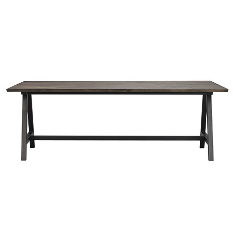 Valgomojo stalas Carradale, 220 cm skersm., A formos koja, ąžuolo mediena (ruda / juoda)