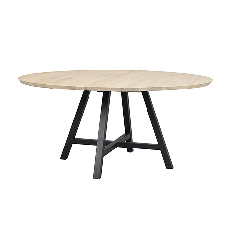 Valgomojo stalas Carradale, 150 cm skersm., A formos koja, ąžuolo mediena (balkšva / juoda)
