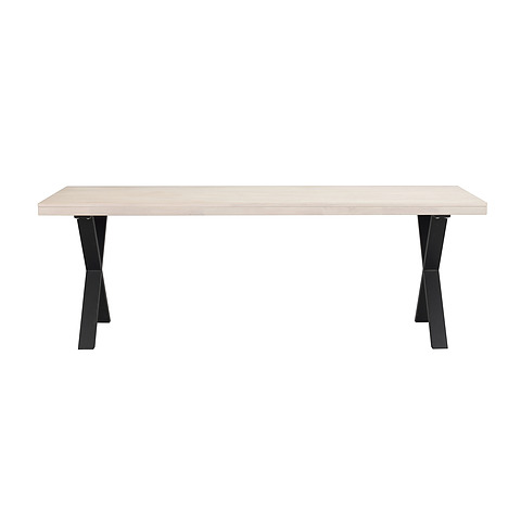 Valgomojo stalas Brooklyn, 220x95 cm (balkšvas ąžuolas / X formos kojos)