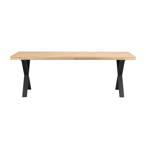 Valgomojo stalas Brooklyn, 220x95 cm (ąžuolas / X formos kojos)