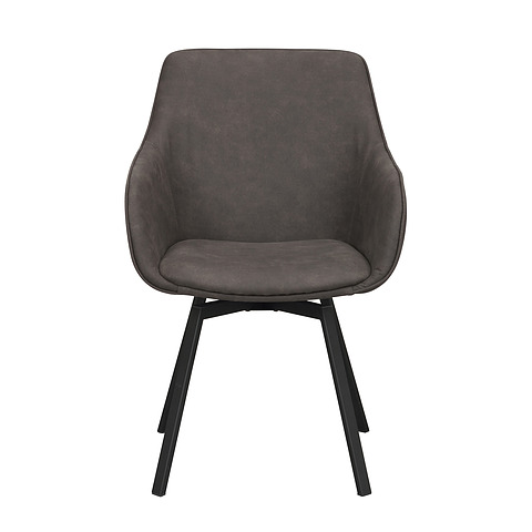 2-jų kėdžių komplektas Alison, pasukamas, su juoda metaline koja, mikropluoštas, metalas (pilka / juoda)