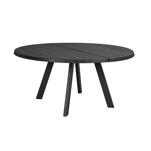 Apvalus valgomojo stalas Fred, 160 cm (juodas uosis / juodos kojos)