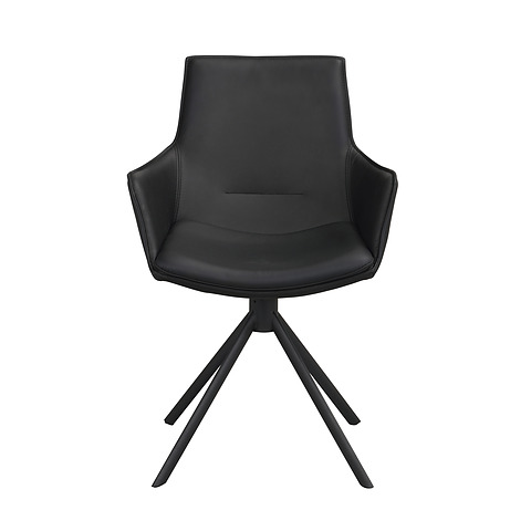 2-jų kėdžių komplektas Lowell, pasukamas, oda, metalas (juoda)