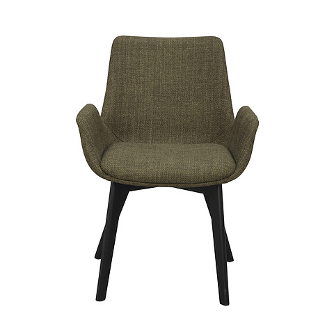 2-jų kėdžių komplektas Drimsdale, juodos ąžuolo medienos kojos, audinys (žalia / juoda)