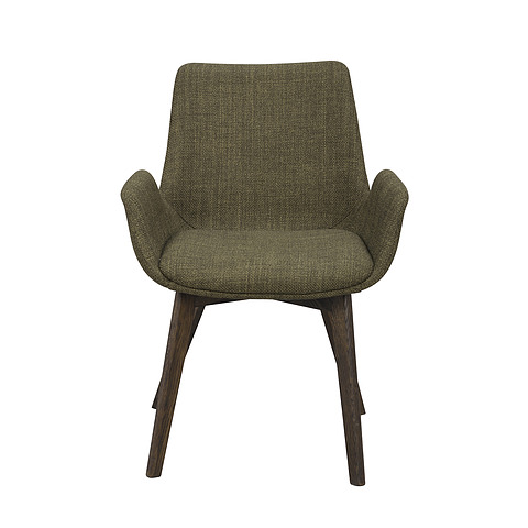 2-jų kėdžių komplektas Drimsdale, rudos ąžuolo medienos kojos, audinys (žalia / ruda)